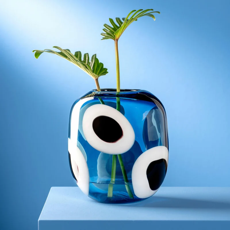 Leonardo Vase Occhi Blu, Blumenvase, Dekovase, Tischvase, Glasvase, Glas, H 21 cm, 047509