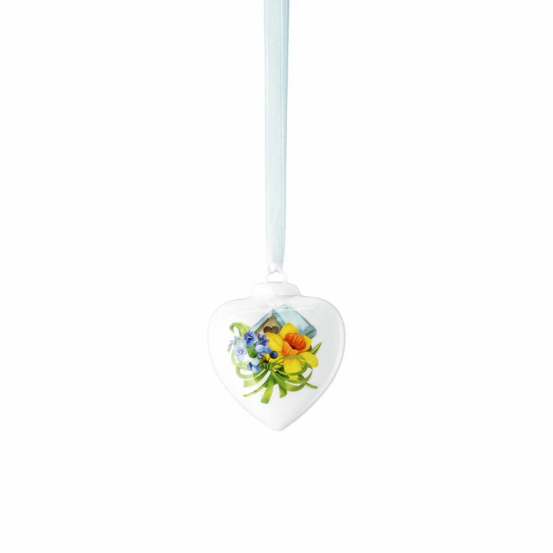 Hutschenreuther Deko-Mini-Herz Frühlingsgrüße - Narzisse Orange, Porzellan, Mehrfarbig, 5.4 cm, 02256-727125-27840