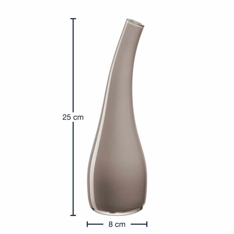 Leonardo Vase Arco, Blumenvase, Dekovase, Tischvase, Glas, Taupe Opac, H 25 cm, 045270
