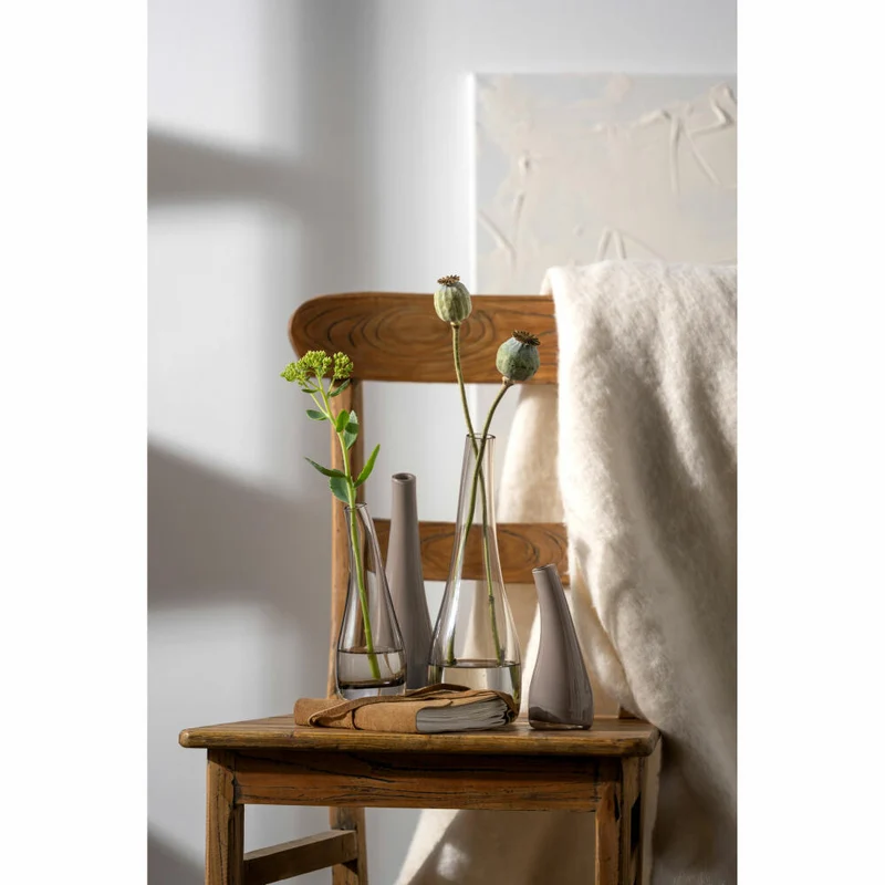 Leonardo Vase Arco, Blumenvase, Dekovase, Tischvase, Glas, Taupe Opac, H 25 cm, 045270