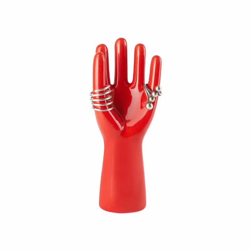 Donkey Products Schmuckhalter Arts of Parts Hand klein, Schmuckständer, Steingut, Rot, 7 x 4 x 18 cm, 211011