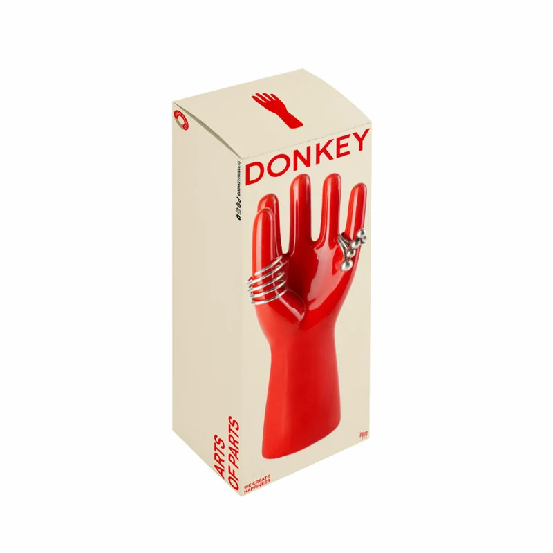 Donkey Products Schmuckhalter Arts of Parts Hand klein, Schmuckständer, Steingut, Rot, 7 x 4 x 18 cm, 211011