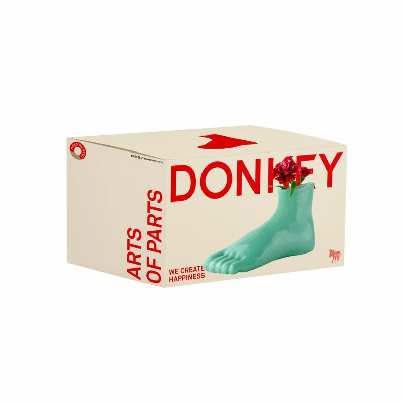 Donkey Products Vase Arts of Parts Fuß, Blumenvase, Dekovase, Dekoration, Steingut, Türkis, 24 x 9.5 x 13 cm, 211012
