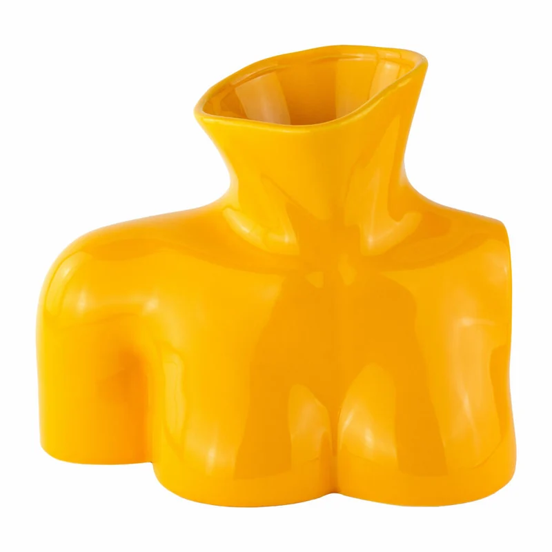 Donkey Products Vase Arts of Parts Torso, Blumenvase, Dekovase, Dekoration, Steingut, Gelb, 25 x 17 x 21 cm, 211013