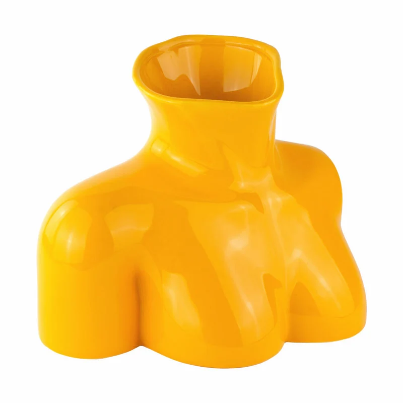 Donkey Products Vase Arts of Parts Torso, Blumenvase, Dekovase, Dekoration, Steingut, Gelb, 25 x 17 x 21 cm, 211013