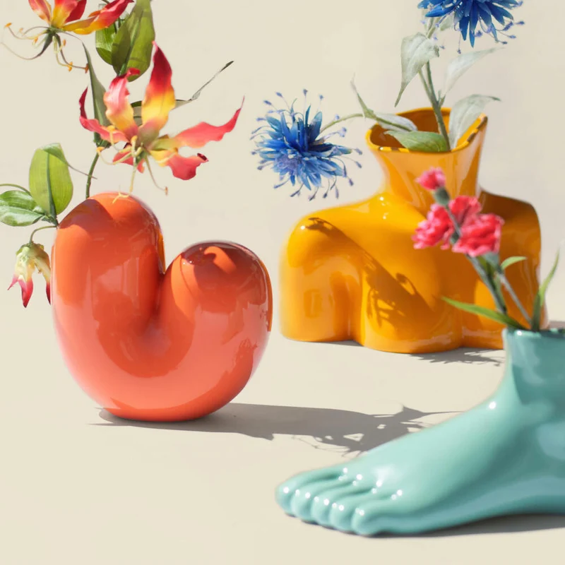 Donkey Products Vase Arts of Parts Torso, Blumenvase, Dekovase, Dekoration, Steingut, Gelb, 25 x 17 x 21 cm, 211013