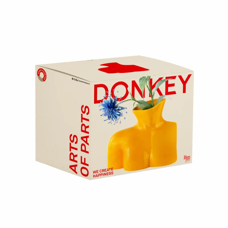 Donkey Products Vase Arts of Parts Torso, Blumenvase, Dekovase, Dekoration, Steingut, Gelb, 25 x 17 x 21 cm, 211013