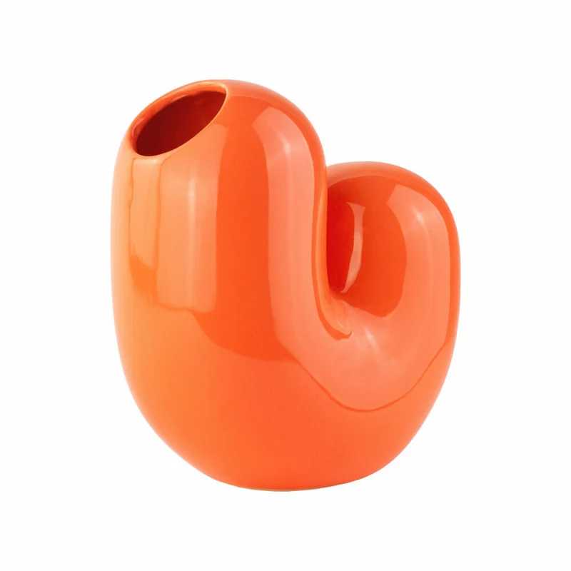 Donkey Products Vase Arts of Parts Sulcus, Blumenvase, Dekovase, Dekoration, Steingut, Orange, 18 x9.5 x 18 cm, 211014