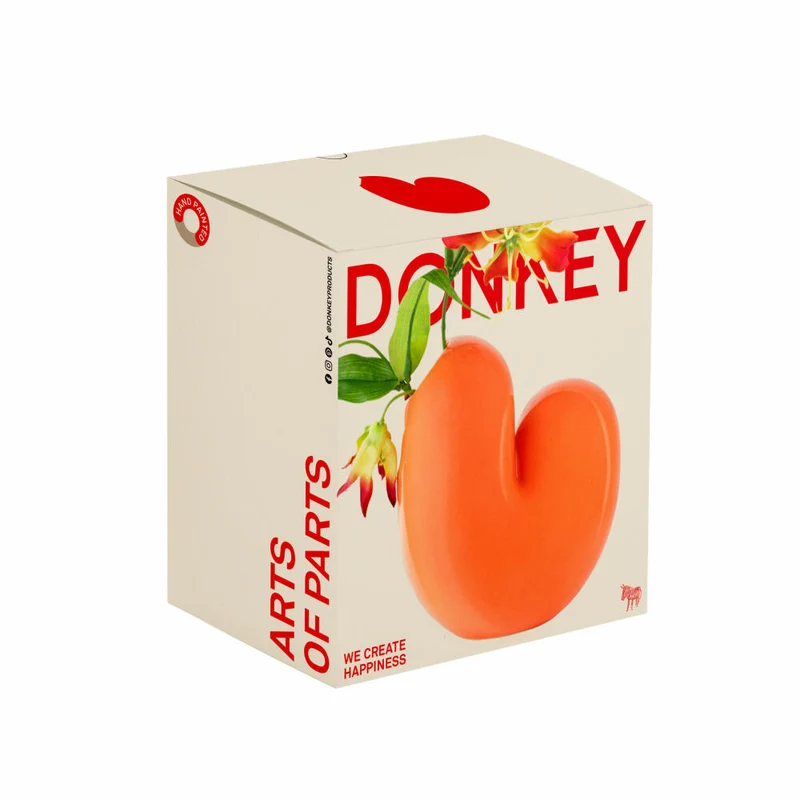 Donkey Products Vase Arts of Parts Sulcus, Blumenvase, Dekovase, Dekoration, Steingut, Orange, 18 x9.5 x 18 cm, 211014