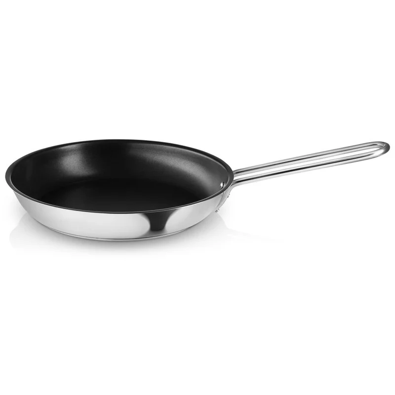 Eva Trio Stainless Steel Bratpfanne, Pfanne, Induktionsgeeignet, Aluminium, Edelstahl, Polished Steel, 24 cm, 302724