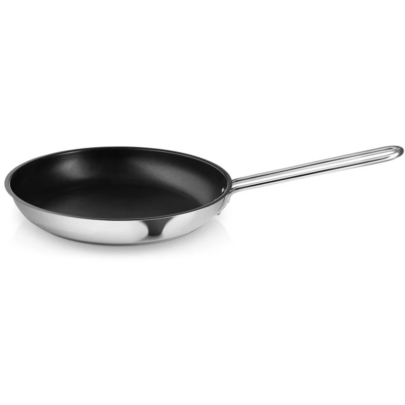 Eva Trio Stainless Steel Bratpfanne, Pfanne, Induktionsgeeignet, Aluminium, Edelstahl, Polished Steel, 28 cm, 302728