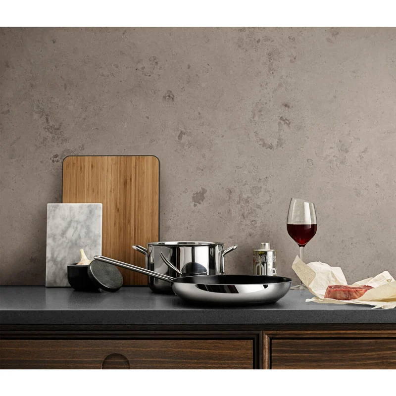 Eva Trio Stainless Steel Bratpfanne, Pfanne, Induktionsgeeignet, Aluminium, Edelstahl, Polished Steel, 28 cm, 302728