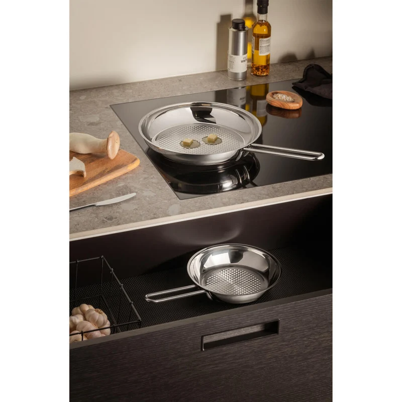 Eva Trio Stainless Steel Bratpfanne Honeycomb, Pfanne, Induktionsgeeignet, Aluminium, Edelstahl, Polished Steel, 28 cm, 303328