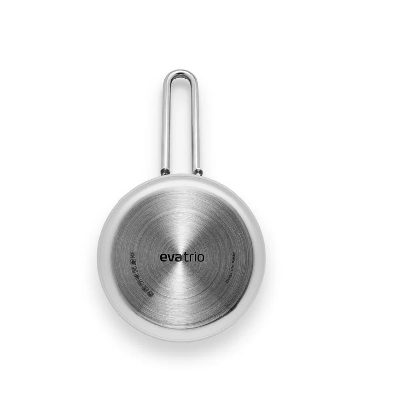 Eva Trio Stainless Steel Kasserolle, Kochtopf, Induktionsgeeignet, Aluminium, Edelstahl, Keramik Beschichtung, Polished Steel, 1.1 L, 312411