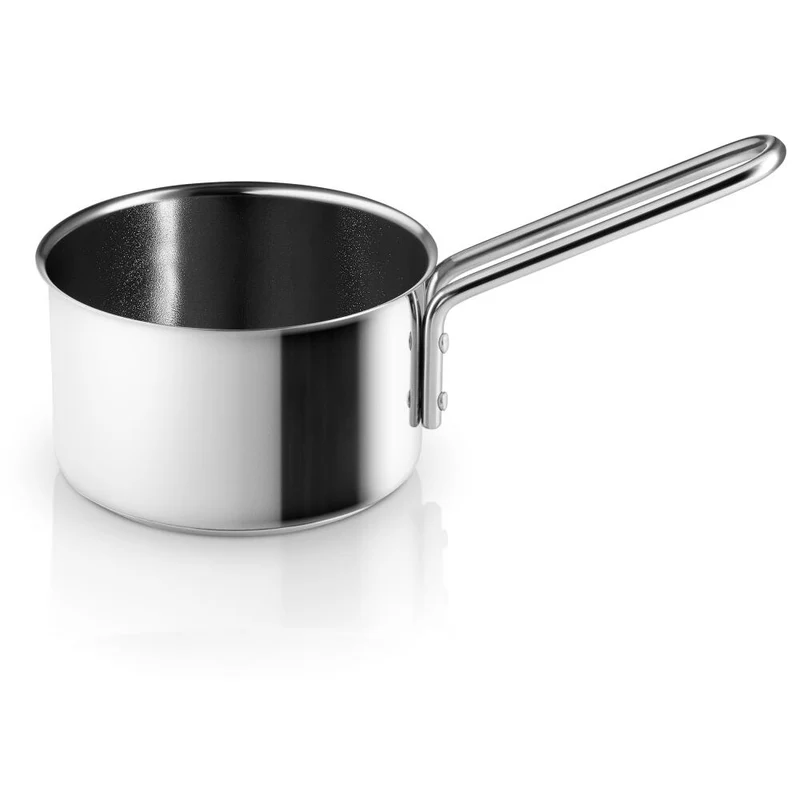 Eva Trio Stainless Steel Kasserolle, Kochtopf, Induktionsgeeignet, Aluminium, Edelstahl, Keramik Beschichtung, Polished Steel, 1.1 L, 312411