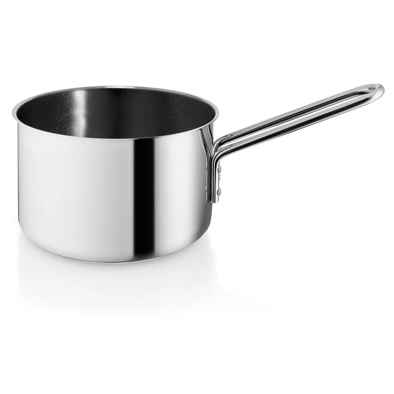 Eva Trio Stainless Steel Kasserolle, Kochtopf, Induktionsgeeignet, Aluminium, Edelstahl, Keramik Beschichtung, Polished Steel, 1.8 L, 312418