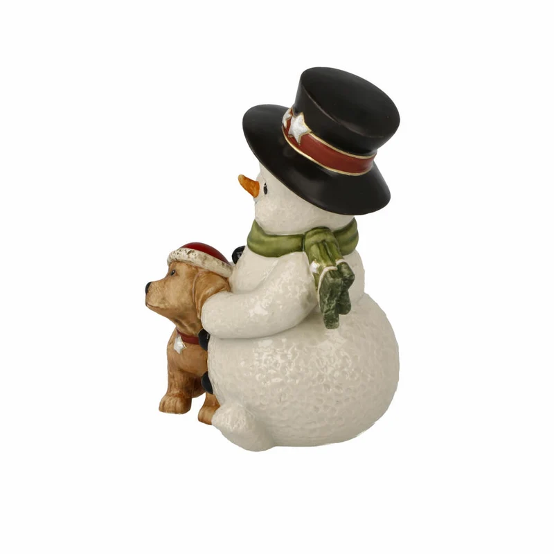 Goebel Figur Mein liebster Freund, Schneemann mit Hund, Steingut, Bunt, 12 cm, 66704571