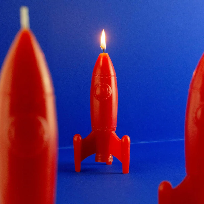 Donkey Products Figurenkerze The Rocket Candle, Rakete, Paraffinwachs, Rot, 18.5 cm, 211026