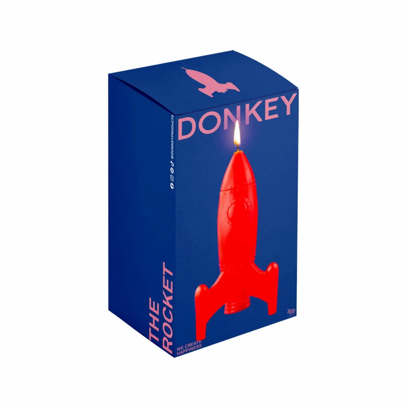 Donkey Products Figurenkerze The Rocket Candle, Rakete, Paraffinwachs, Rot, 18.5 cm, 211026