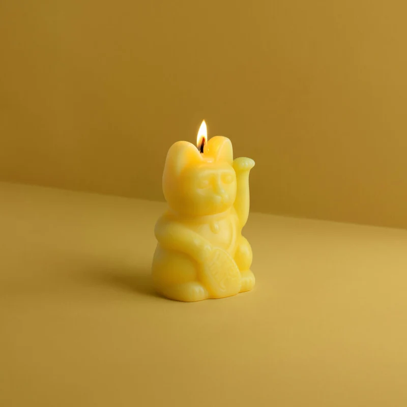 Donkey Products Figurenkerze Lucky Candles Yellow, Katzenkerze, Paraffinwachs, Gelb, 11.5 cm, 211020