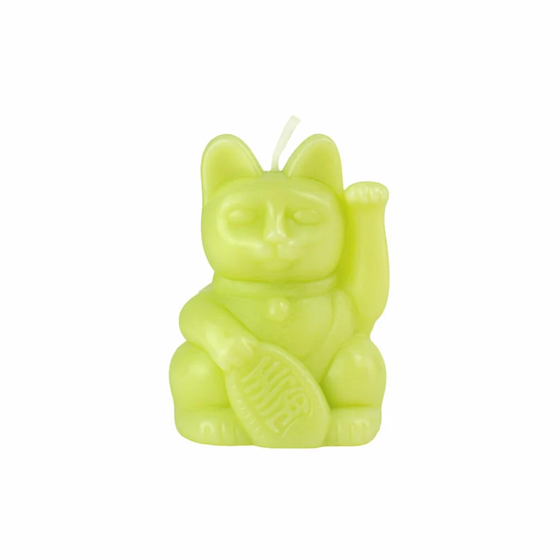 Donkey Products Figurenkerze Lucky Candles Light Green, Katzenkerze, Paraffinwachs, Grün, 11.5 cm, 211021