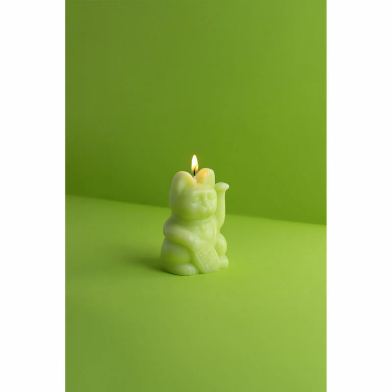Donkey Products Figurenkerze Lucky Candles Light Green, Katzenkerze, Paraffinwachs, Grün, 11.5 cm, 211021