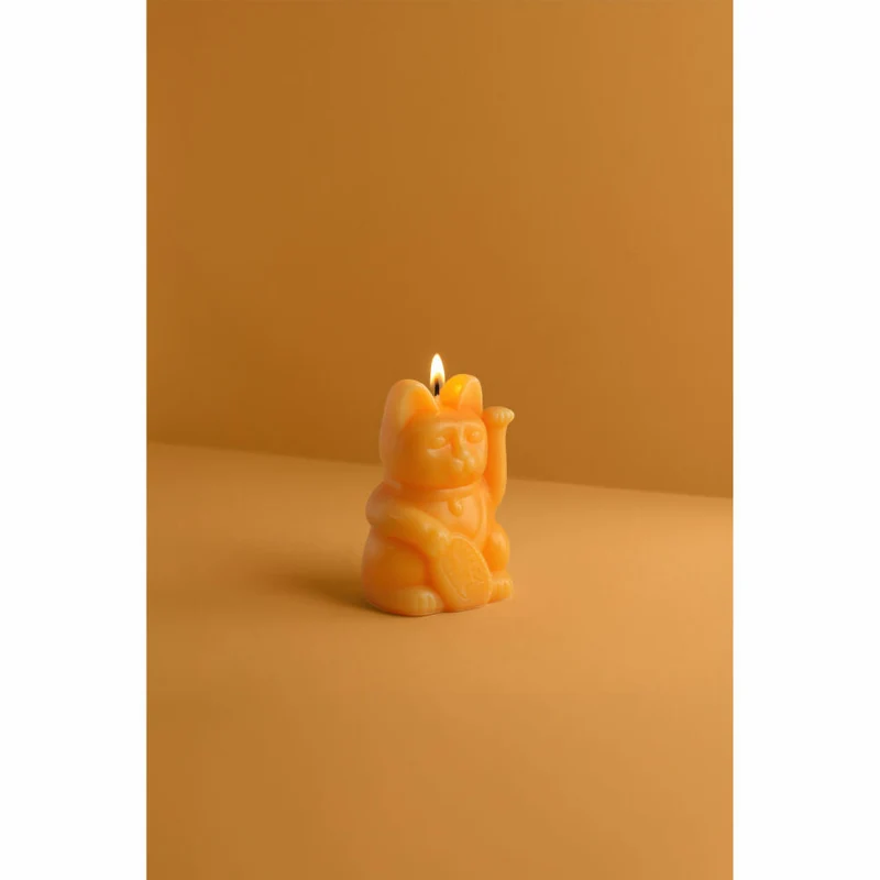 Donkey Products Figurenkerze Lucky Candles Peach, Katzenkerze, Paraffinwachs, Orange, 11.5 cm, 211022