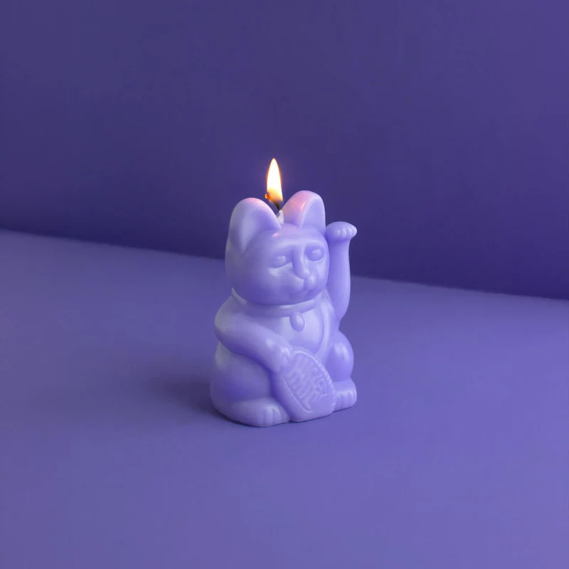 Donkey Products Figurenkerze Lucky Candles Lilac, Katzenkerze, Paraffinwachs, Lila, 11.5 cm, 211023