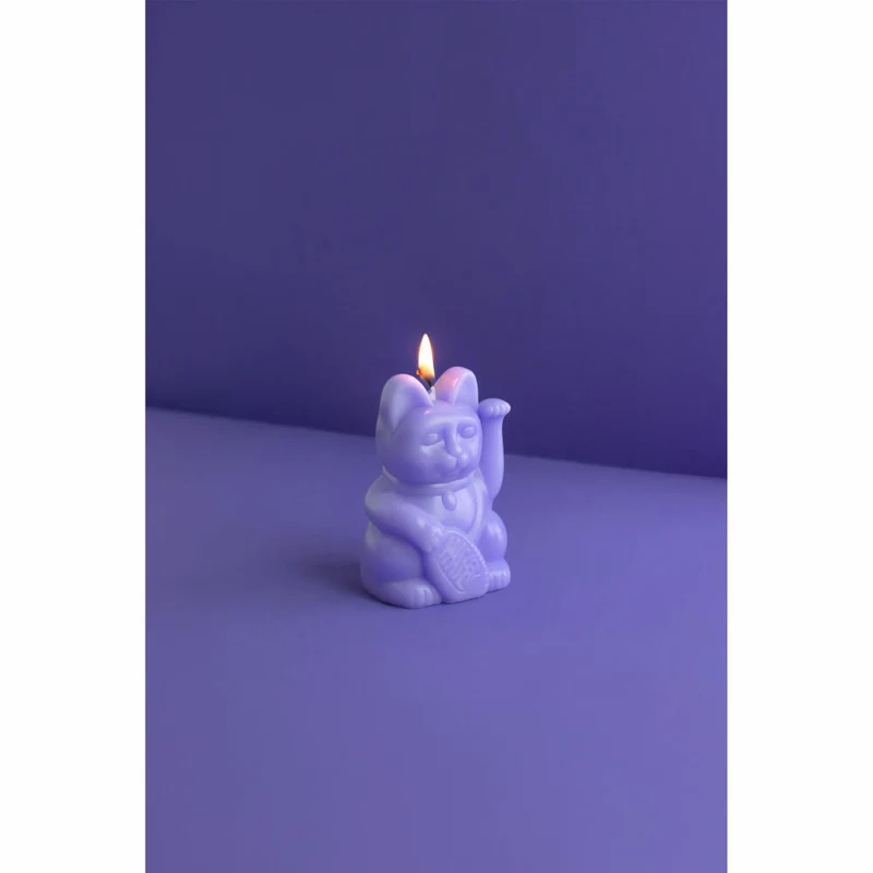 Donkey Products Figurenkerze Lucky Candles Lilac, Katzenkerze, Paraffinwachs, Lila, 11.5 cm, 211023