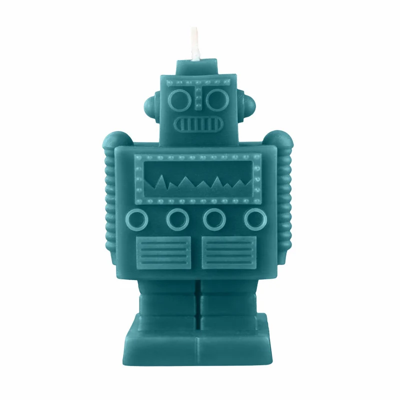 Donkey Products Figurenkerze The Robot Candle, Roboter, Paraffinwachs, Grün, 13.5 cm, 211025