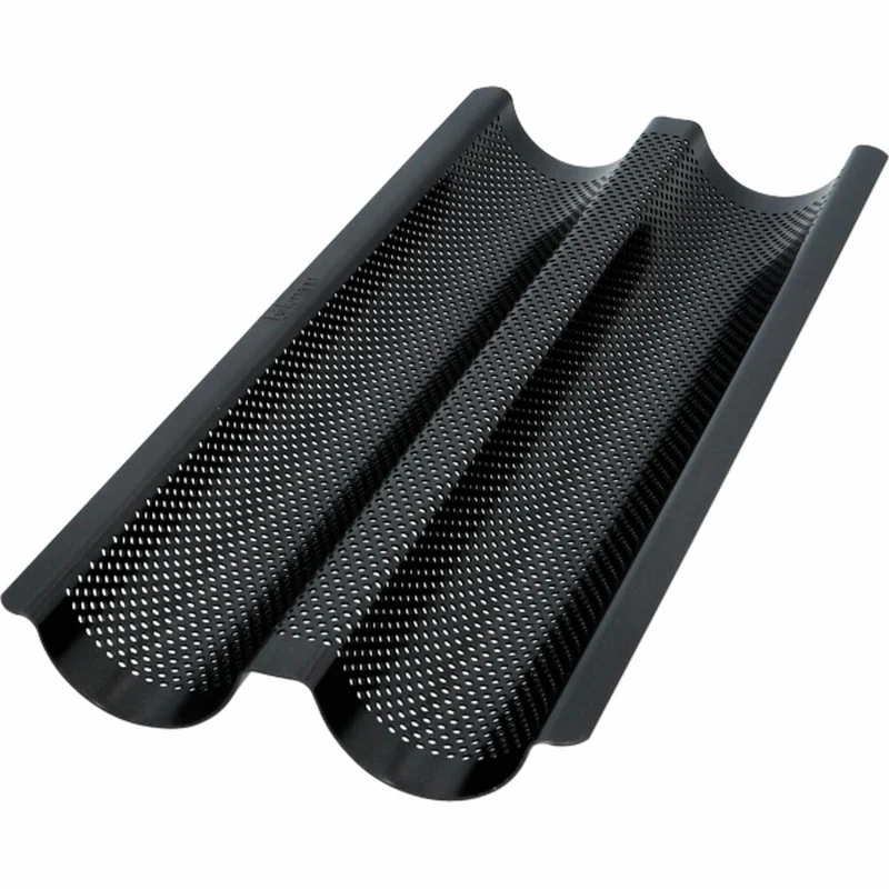 Birkmann Bread Buddies Baguetteblech, Baguette Backblech, Brotbackform, Karbonstahl, 37 x 16 cm, 331013