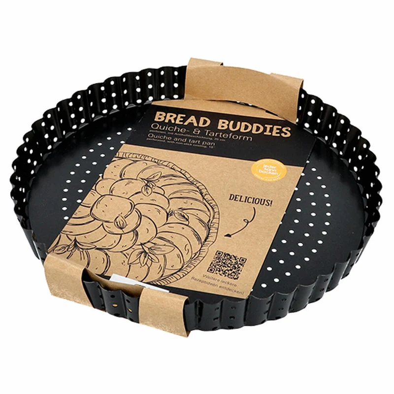 Birkmann Bread Buddies Quiche- & Tarteform, Backform, Quicheform, Perforiert, Karbonstahl, Ø 25 cm, 331105