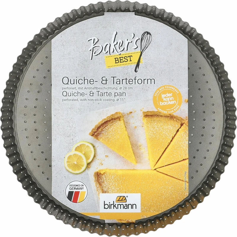 Birkmann Bakers Best Quiche- & Tarteform, perforiert, mit losem Boden, Quicheform, Backform, Karbonstahl, Ø 28 cm, 886582