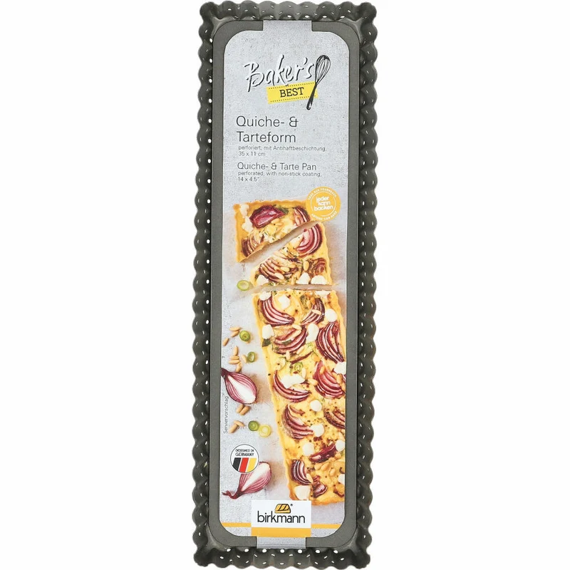 Birkmann Bakers Best Quiche- & Tarteform, perforiert, mit losem Boden, Quicheform, Backform, Karbonstahl, 35 x 11 cm, 886605