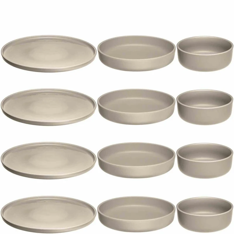 Leonardo Geschirr Set ROMA, 12-tlg., Geschirrset, Teller, Schale, Schüssel, Beige, 026368
