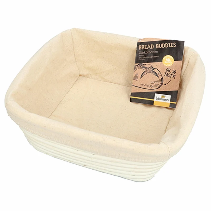 Birkmann Bread Buddies Gärkörbchen Quadratisch, Gärkorb, Peddigrohr / Baumwolle, 25 x 25 cm, 331341