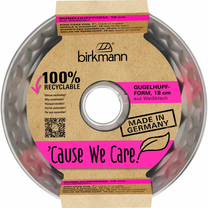 Birkmann Cause We Care Gugelhupfform, Backform, Kuchenform, Gugelhupf, Weißblech, Ø 18 cm, 889088