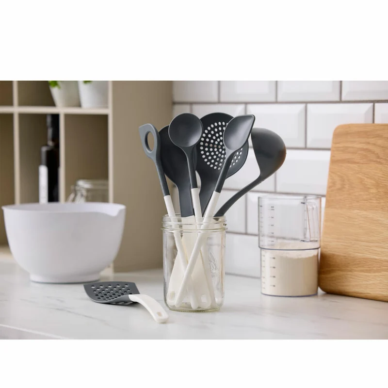 Rosti Kochlöffel mit Loch New Optima, Küchenhelfer, Nylon, Weiß, 31 cm, 32151