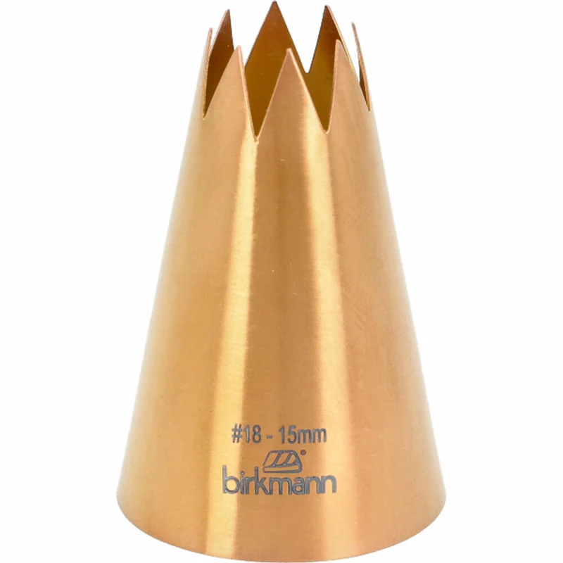 Birkmann Sterntülle Nr.18, Spritztülle, Garniertülle, Backzubehör, Edelstahl, Kupferfarben, Ø 15 mm, 409118