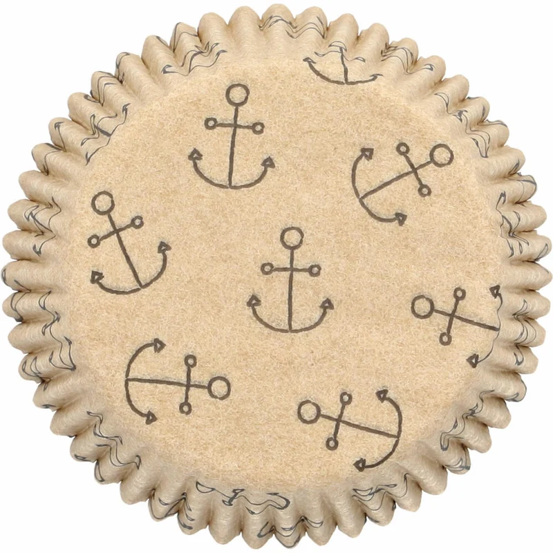Birkmann Kraftpapierbackförmchen Ahoi, 75 Stück, Muffinbackförmchen, Papierbackförmchen, Papier, Ø 7 cm, 444928