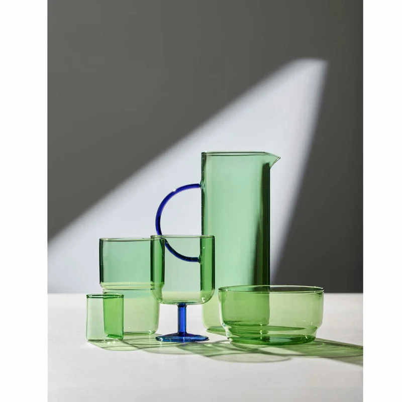 Lyngby Glas Glaskanne Torino, Krug, Pitcher, Glas, Grün, Blau, 1.1 L, 30195