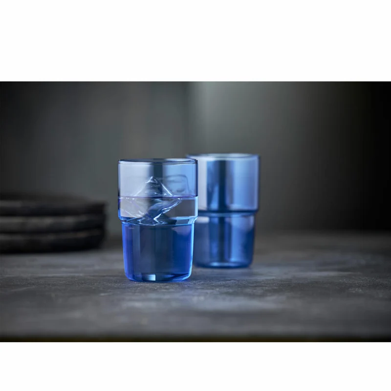 Lyngby Glas Trinkglas Torino 2er Set, Becher, Glas, Blau, 400 ml, 30196
