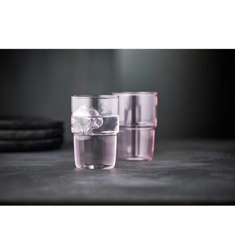 Lyngby Glas Trinkglas Torino 2er Set, Becher, Glas, Pink, 400 ml, 30199