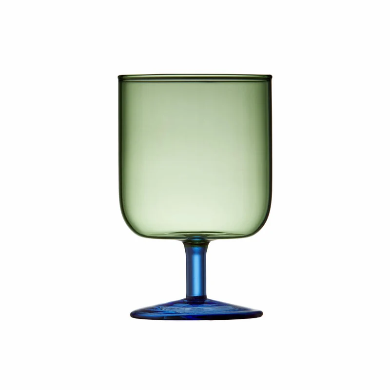 Lyngby Glas Weinglas Torino 2er Set, Stielgläser, Glas, Grün, Blau, 300 ml, 30204