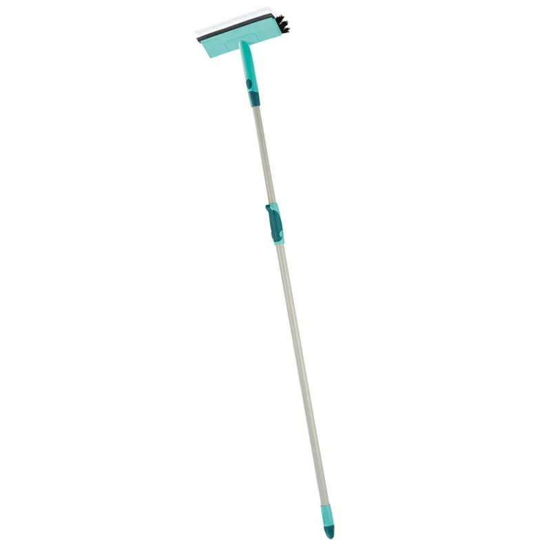 Leifheit Fensterwischer mit Bürste & Teleskopstiel, Verstellbar, 110 bis 190 cm, 51104