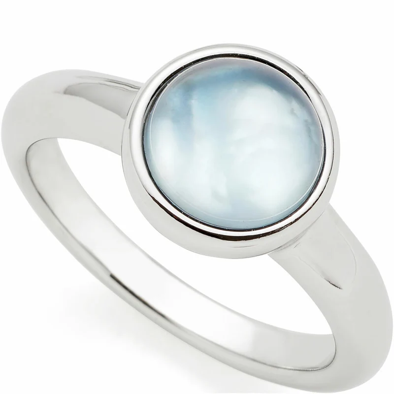 Leonardo Jewels Ring Bea grey blue, Fingerring, Fingerschmuck, Schmuck, Größe 18, Edelstahl, Glasperle, 024360