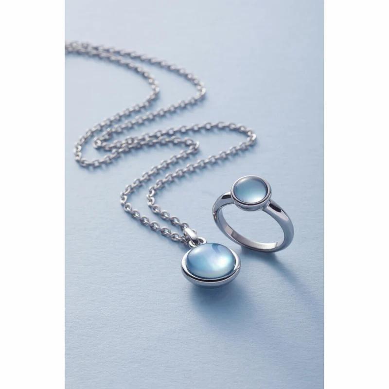 Leonardo Jewels Ring Bea grey blue, Fingerring, Fingerschmuck, Schmuck, Größe 18, Edelstahl, Glasperle, 024360
