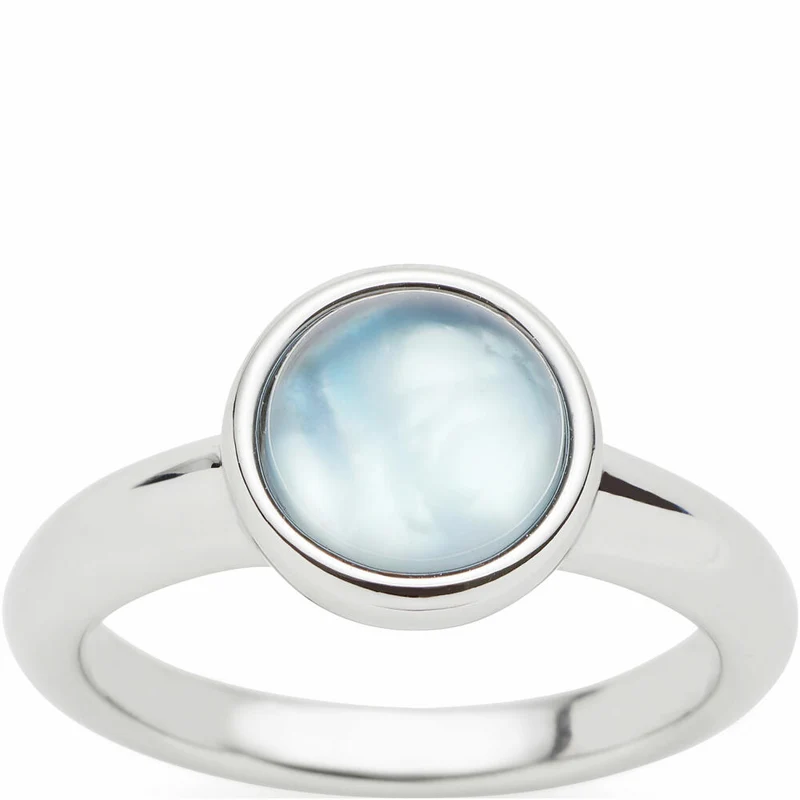 Leonardo Jewels Ring Bea grey blue, Fingerring, Fingerschmuck, Schmuck, Größe 19, Edelstahl, Glasperle, 024361