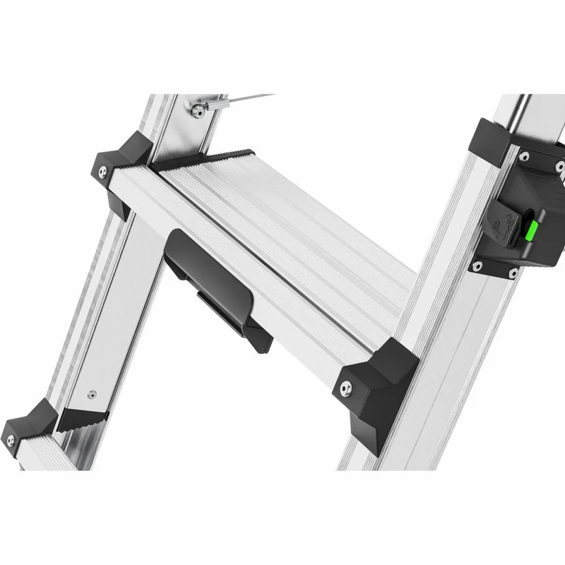 Hailo Stehleiter D100 TL TopLine, Teleskop-Doppelstufenleiter, Klappleiter, Leiter, Aluminium, 8655-107