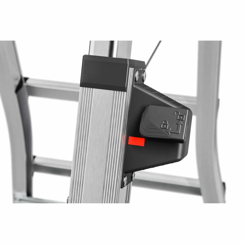 Hailo Stehleiter D100 TL TopLine, Teleskop-Doppelstufenleiter, Klappleiter, Leiter, Aluminium, 8655-107